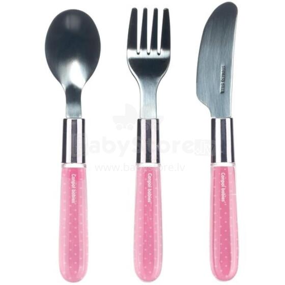 CANPOL 9/477_pin2 Cutlery Set Made of Stainless Steel EXOTIC ANIMALS Pink