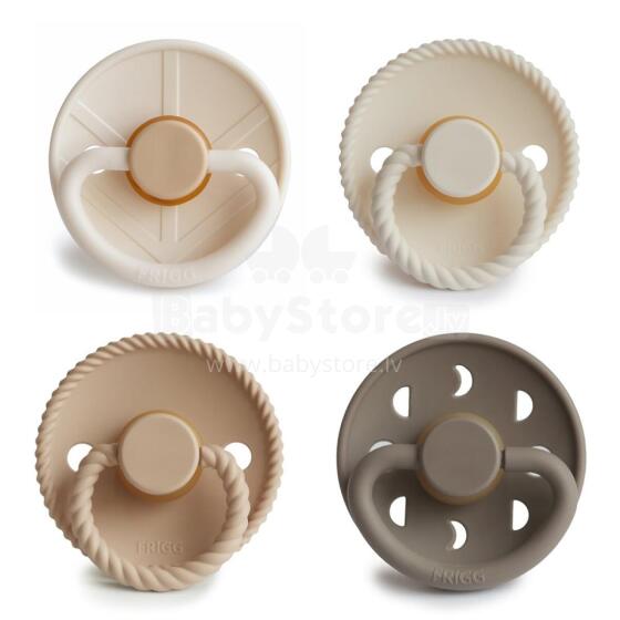 Frigg Pacifiers 4-pack Round Latex Art.101890 Crystal Sparkle Apaļš māneklītis (knupītis) no 100% naturāla kaučuka no 6-18 mēn. (4 gb.)