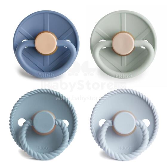Frigg Pacifiers 4-pack Round Latex Art.101898 Skyline Serenity Apaļš māneklītis (knupītis) no 100% naturāla kaučuka no 6-18 mēn. (4 gb.)