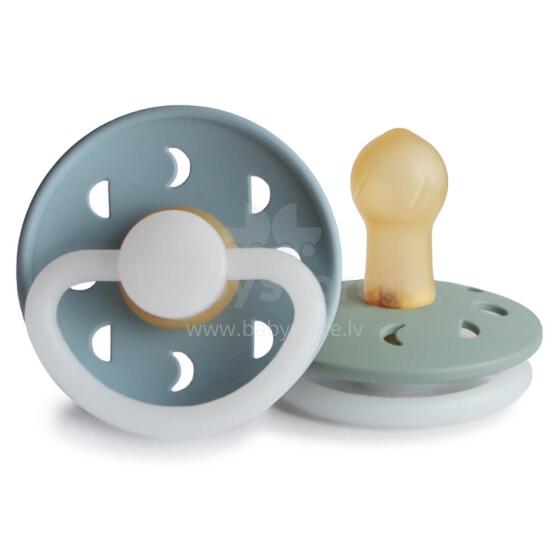 Frigg Moon Phase Round Latex Night Art.100178 Stone Blue Night/Sage Night Pacifier (nipple) made of 100% natural rubber 6-18 months (2 pcs.)