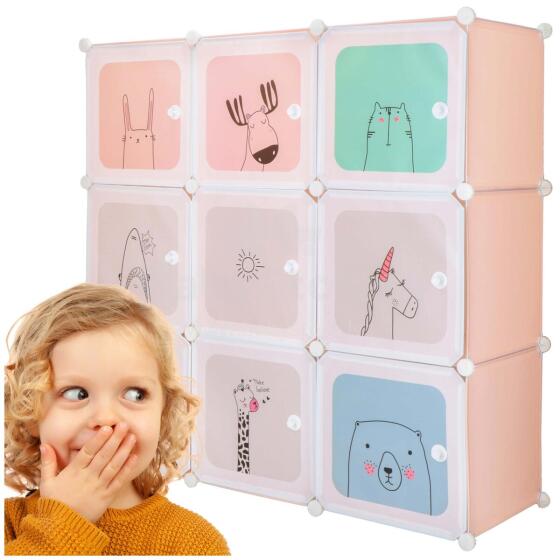 Children's Modular Cabinet Springos HA0215 – 110 × 110 × 37 cm, 9 Compartments