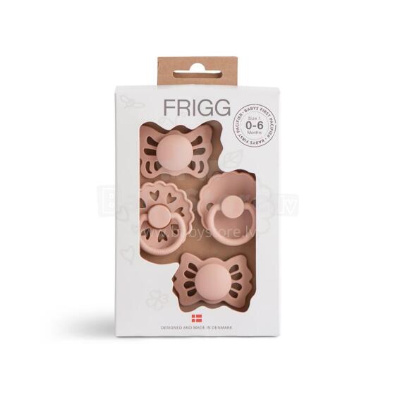 Frigg Pacifiers 4-pack Round Latex/Silicone Art.101483 Blush Apaļš māneklītis (knupītis) no 100% naturāla kaučuka/silikona no 0-6 mēn. (4 gb.)