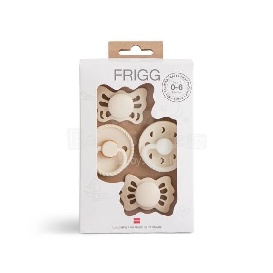 Frigg Pacifiers 4-pack Round Latex/Silicone Art.101486 Cream Pacifier (nipple) made of 100% natural rubber 0-6 months (4 pcs.)