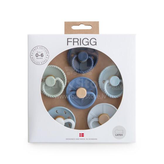 Frigg Pacifiers 4-pack Round Latex/Silicone Art.101869 Endless Sea Apaļš māneklītis (knupītis) no 100% naturāla kaučuka/silikona no 0-6 mēn. (6 gb.)