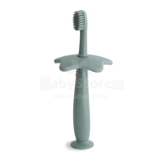 Mushie Flower Toothbrush  Art.2540031 Cambridge Blue pirmā zobu birste