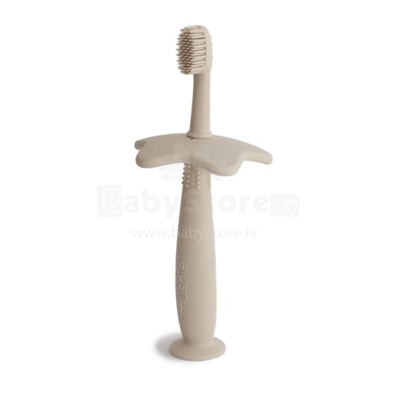 Mushie Flower Toothbrush  Art.2540182 Shifting Sand pirmā zobu birste