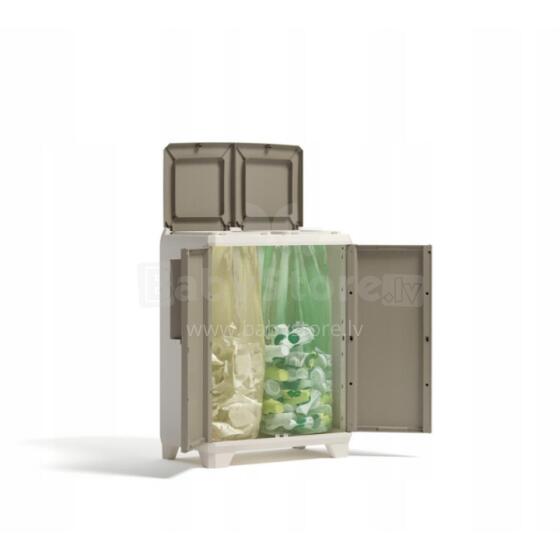 Waste sorting system Split Premium Wood 110L Recycling system 68x39x92cm light beige/light gray