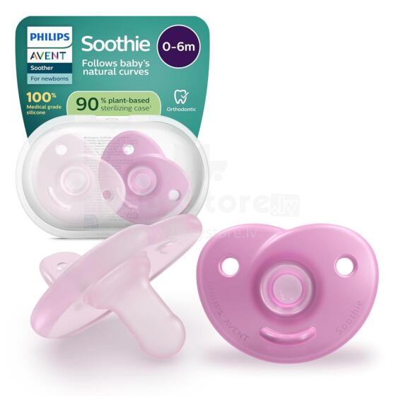 Philips Avent Soother Girl Art.SCF099/27 knupītis — viengabalains silikona dizaina jaundzimušā elastīgs knupītis