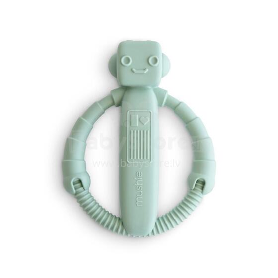 Mushie Silicone Teether Rattle Art.101475 Cambridge Blue Augstākas kvalitātes - silikona grabulis (100% dabisks)