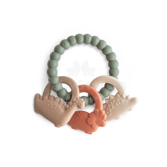 Mushie  Silicone  Teether Ring Art.101322 Augstākas kvalitātes - silikona grabulis (100% dabisks)