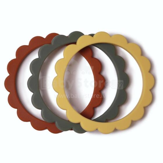 Mushie  Silicone Teether Flower Bracelet Art.2600283 Augstākas kvalitātes - silikona grabulis (100% dabisks)