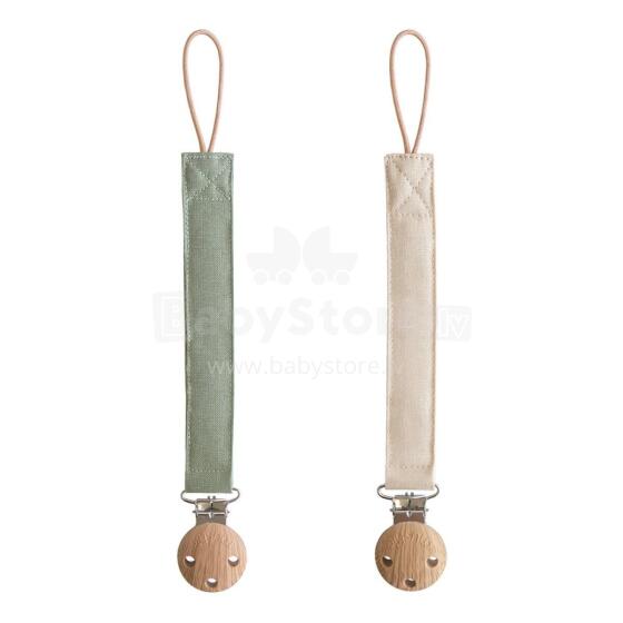 Mushie Linen Pacifier Clip Art.101927 Māneklīša ķēde (Knupja turētājs) ar klipsi,2 gab