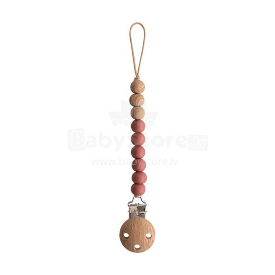 Mushie Silicone Pacifier Clip Eva Art.2090153 Redwood Māneklīša ķēde (Knupja turētājs) ar klipsi