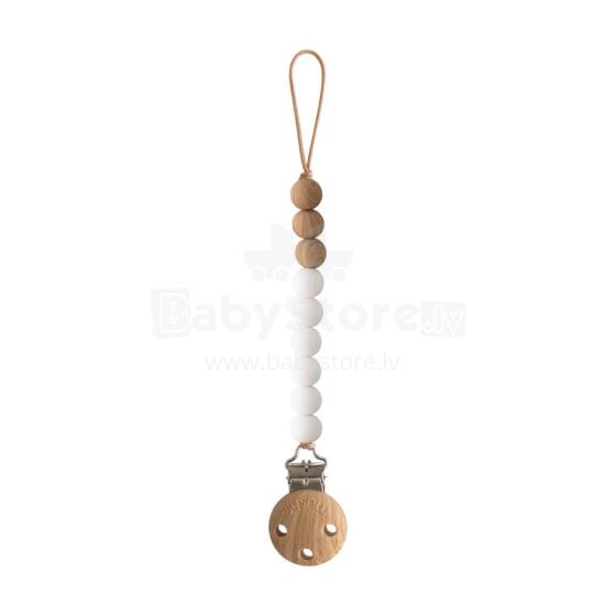 Mushie Silicone Pacifier Clip Eva Art.2090215 White Māneklīša ķēde (Knupja turētājs) ar klipsi
