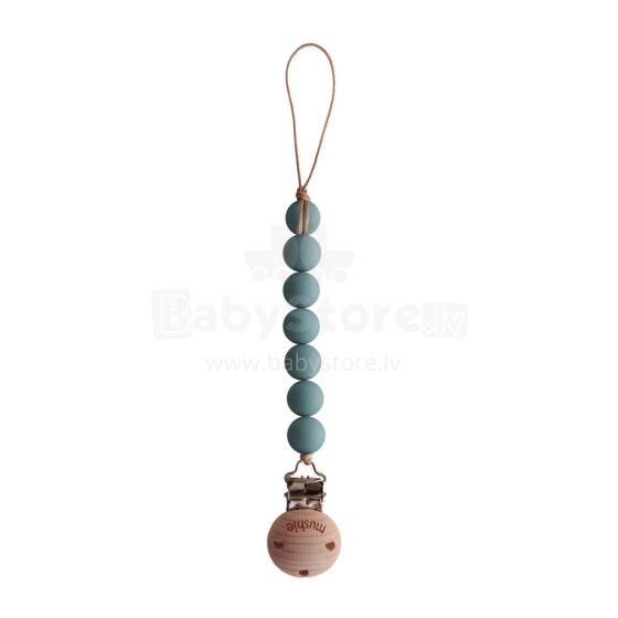 Mushie Silicone Pacifier Clip Halo Art.2120030 Cadet Māneklīša ķēde (Knupja turētājs) ar klipsi