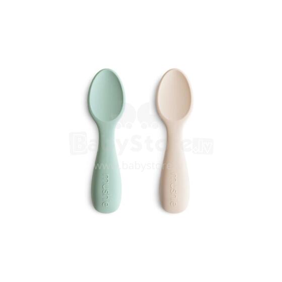 Mushie Silicone Starter Spoon Art.101351 Blue/Sand Soft silicone spoon (2 pcs.)