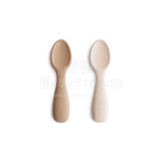 Mushie Silicone Starter Spoon Art.101353 Beige Mīkstā silikona karote(2 gab.)