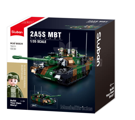 Sluban konstruktors, LEOPARD 2A5 galvenais kaujas tanks 2IN1, 766 det.