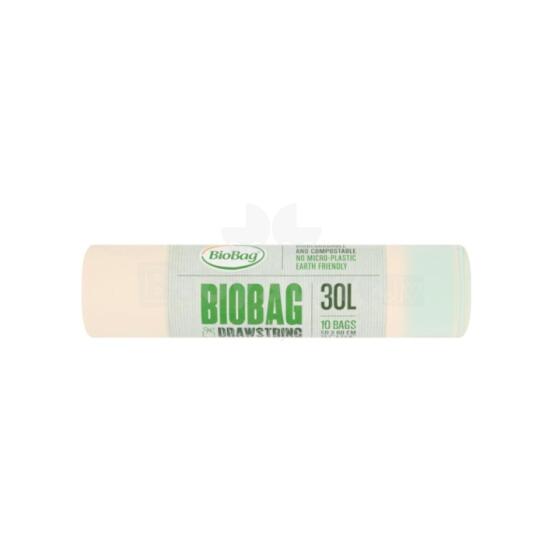 Garbage bags with drawstring compostable BioBag 30L (10 pcs. per roll) 25mkr. 50x60cm green