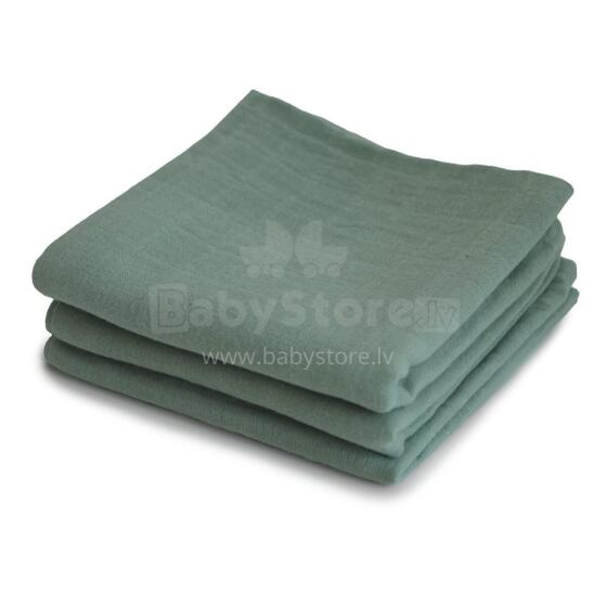 Mushie Muslin Cloth Art.2260156 Roman Green Augstākās kvalitātes muslina  autiņš sejai, 3 gb. (58,42 x 59,69 cm)
