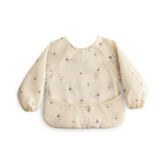 Mushie Long Sleeve Bib Art.101902 Boats  Bērnu lacīte / priekšautiņš ar rociņām
