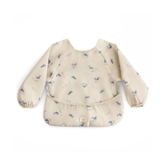 Mushie Long Sleeve Bib Art.101903 Whales Bērnu lacīte / priekšautiņš ar rociņām
