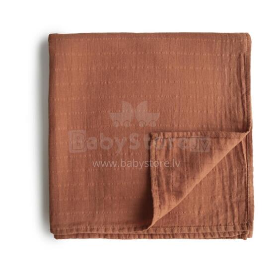 Mushie Muslin Swaddle Art.2200005 Auborn Augstākās kvalitātes muslina  autiņš  (120 cm x 120  cm)