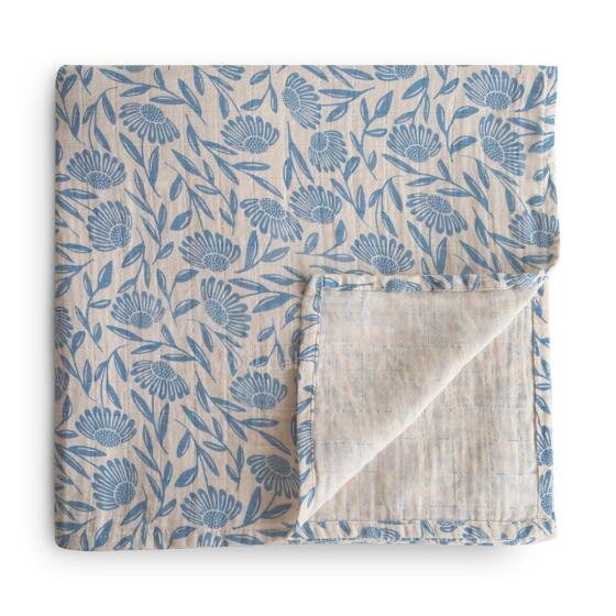 Mushie Muslin Swaddle Art.101862 Flowers Augstākās kvalitātes muslina  autiņš  (120 cm x 120  cm)