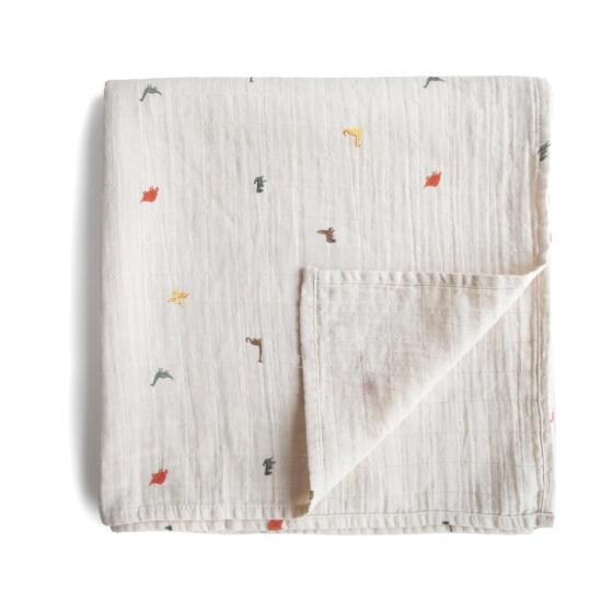 Mushie Muslin Swaddle Art.2200250 Dinosaurs Augstākās kvalitātes muslina  autiņš  (120 cm x 120  cm)