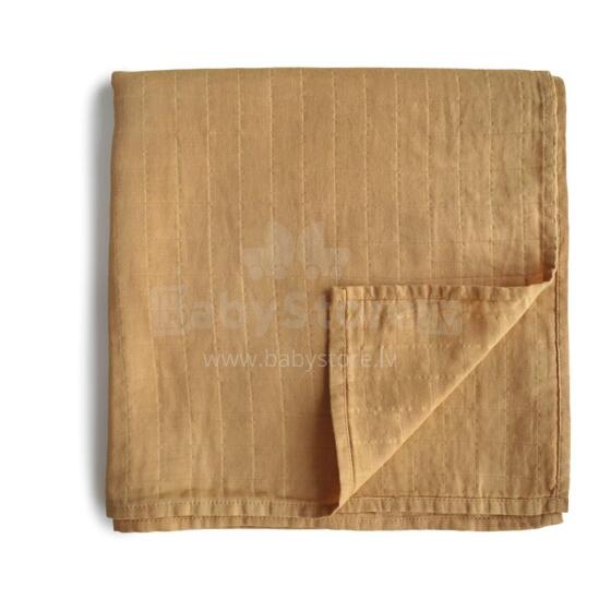 Mushie Muslin Swaddle Art.2200073 Yellow Augstākās kvalitātes muslina  autiņš  (120 cm x 120  cm)