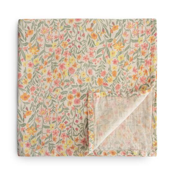 Mushie Muslin Swaddle Art.101738 Pastel Blooms Augstākās kvalitātes muslina  autiņš  (120 cm x 120  cm)