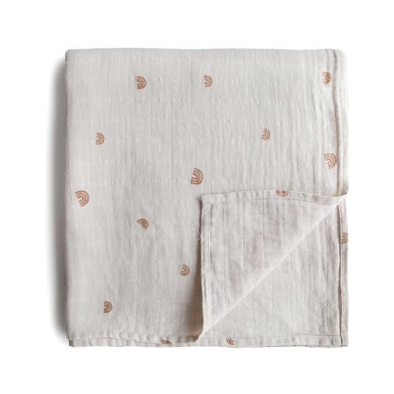 Mushie Muslin Swaddle Art.2200229 Rainbow  Высококачественная муслиновая пелёнка  (120 cm x 120  cм)