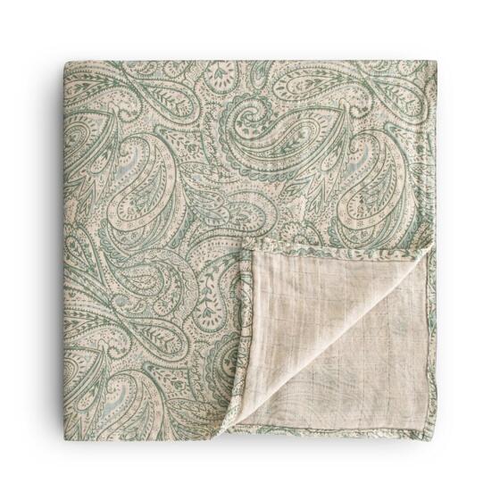Mushie Muslin Swaddle Art.101242 Green Paisley Augstākās kvalitātes muslina  autiņš  (120 cm x 120  cm)