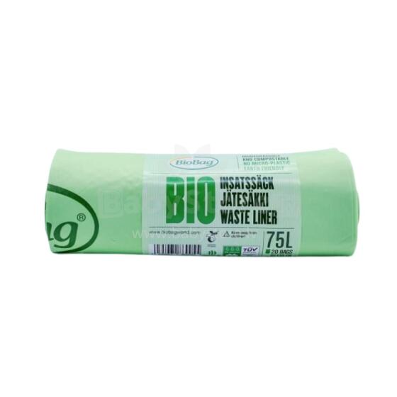 Компостируемые мусорные пакеты BioBag 75л (20 шт. в рулоне) 23мкр. 65х90см зеленые