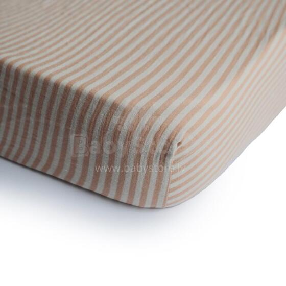 Mushie Crib Cotton Sheet  Art.2216276 Stripe Palags ar gumiju 40x100cm