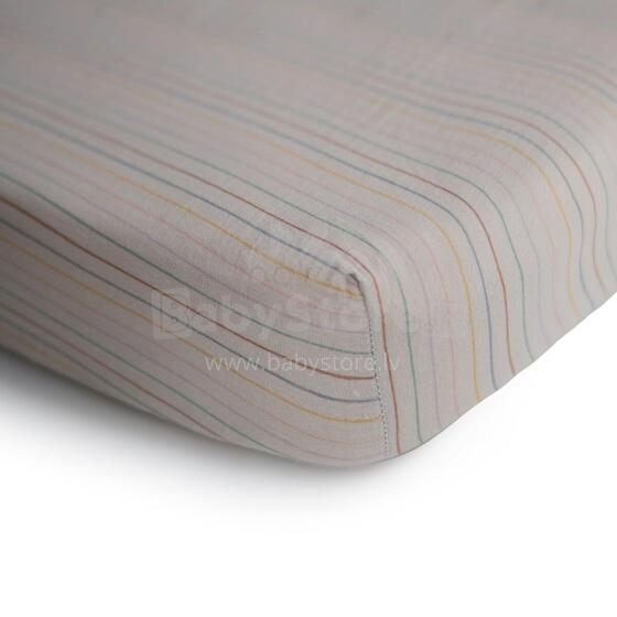 Mushie Crib Cotton Sheet  Art.2216380 Retro Stripes простынь на резиночке 40x100cм
