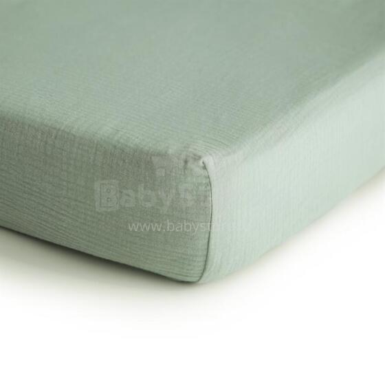 Mushie Crib Cotton Sheet  Art.2216156 Roman Green Palags ar gumiju 40x100cm