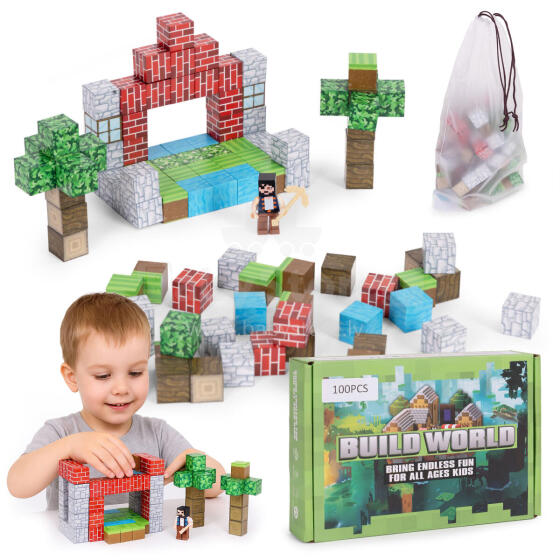 Magnetic Building Blocks Set for Children 100 Pieces Cubes