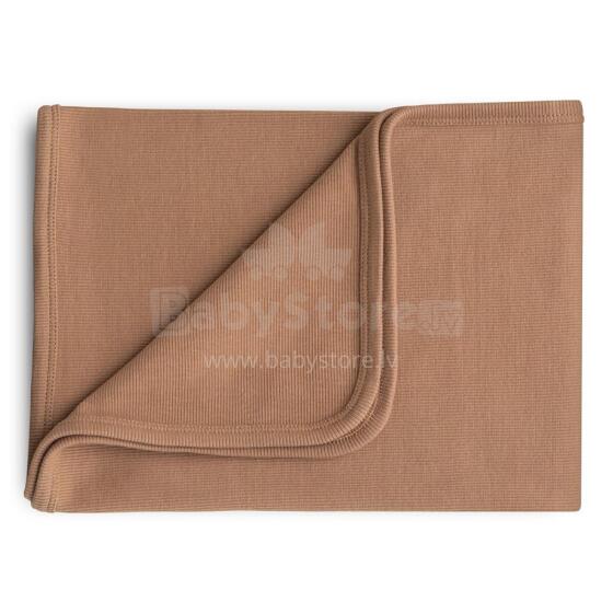 Mushie Ribbed Baby Blanket Blanket Art.101316 Tan Dabīgas kokvilnas pleds 90x90cm