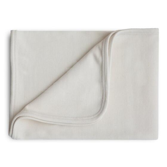 Mushie Ribbed Baby Blanket Blanket Art.101258 Ivory Dabīgas kokvilnas pleds 90x90cm