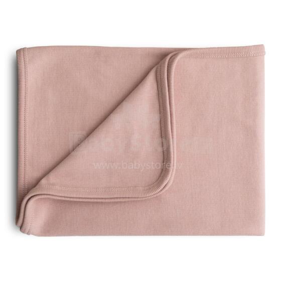 Mushie Ribbed Baby Blanket Blanket Art.101260 Blush Dabīgas kokvilnas pleds 90x90cm