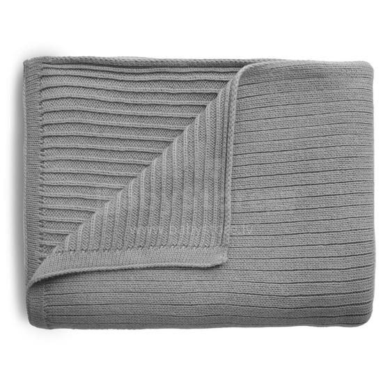 Mushie Knitted Baby Blanket  Art.2180346 Grey Melange  Хлопковый вязаный плед 80x100см