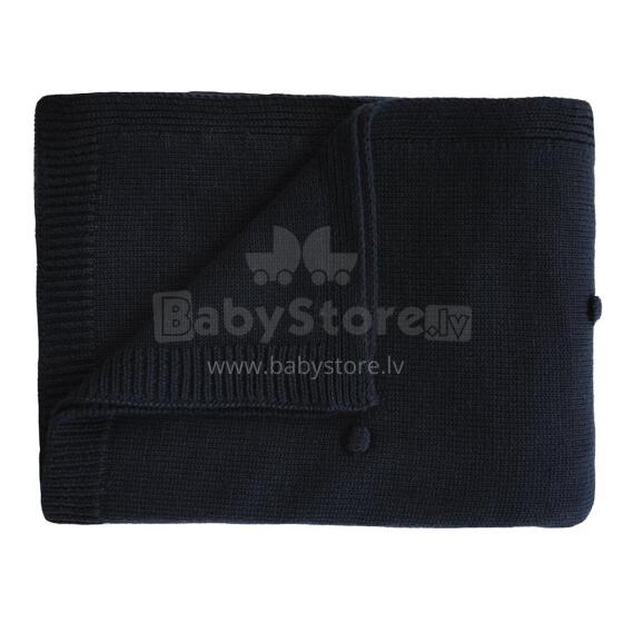 Mushie Knitted Baby Blanket  Art.2180337 Dark Navy Dabīgas kokvilnas pleds 80x100cm
