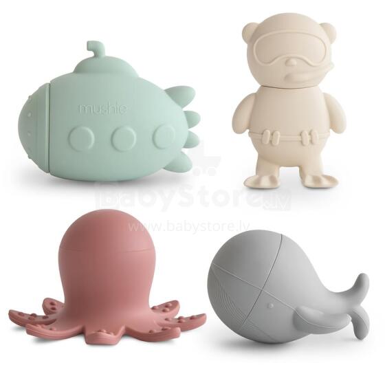 Mushie Mold Free Bath Play Set Art.101487 Sealife Vannas rotalļieta,4 gab