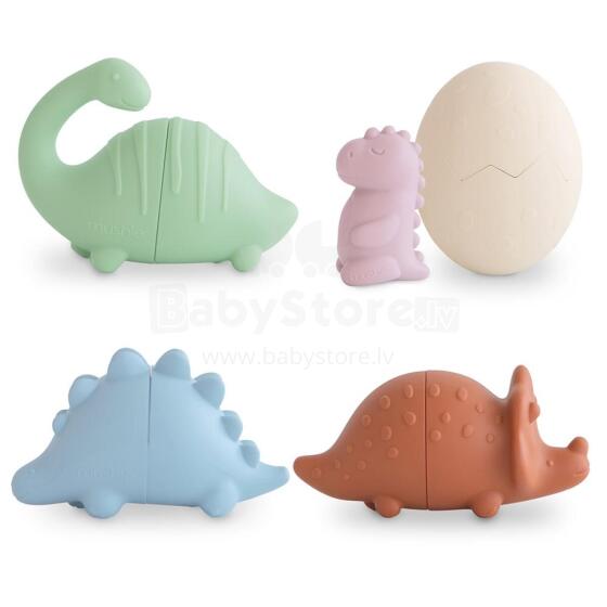 Mushie Mold Free Bath Play Set Art.102028 Dinosaurs Vannas rotalļieta,4 gab
