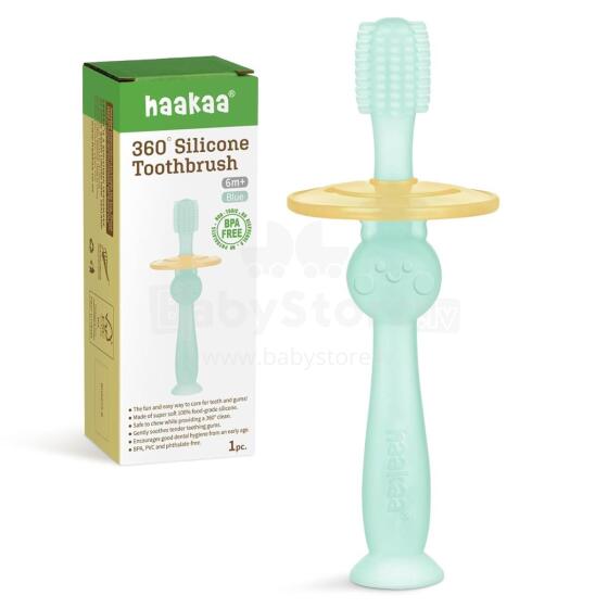 Haakaa 360° Silicone Toothbrush  Art.BHK075-MB Mist Blue  first silicone toothbrush