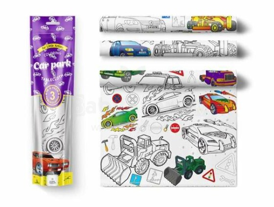 DA Coloring Tablecloth Car Park Art.KDTS0004 Krāsojamais galdauts - Mašīnas