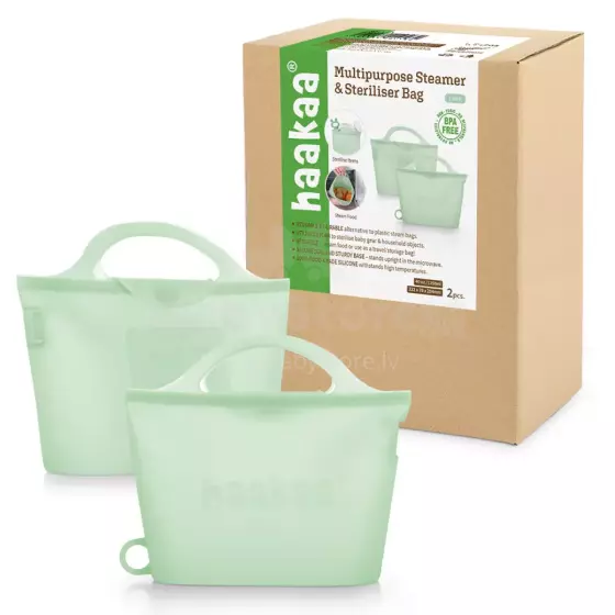 Haakaa Multipurpose Steamer & Steriliser Bag  Art.UTE103-LE Lime daudzfunkcionāls tvaicēšanas un sterilizēšanas maisiņš, 2 gab.  1250 ml