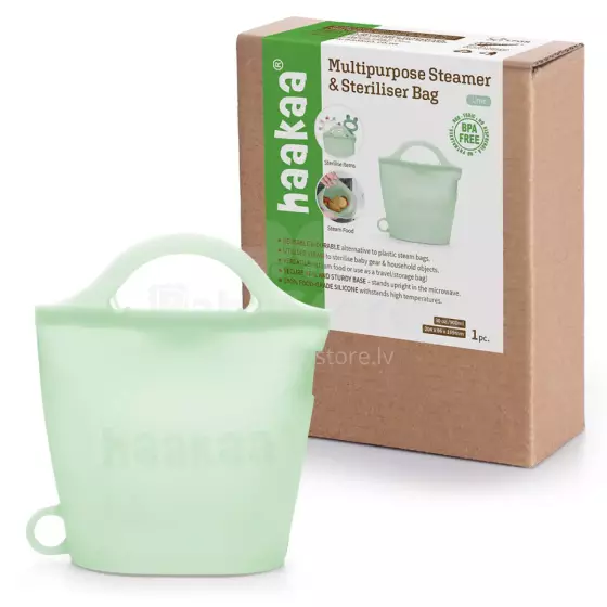 Haakaa Multipurpose Steamer & Steriliser Bag  Art.UTE104-LE Lime Многоцелевой пакет для стерилизации и пароварки ,1 шт.  900 мл