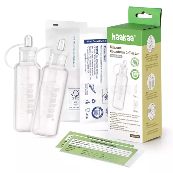 Haakaa Silicone Colostrum Collector  Art.MHK158  Speciāla silikona jaunpiena savācējs ,2 psc,20 ml (pre-sterilised)
